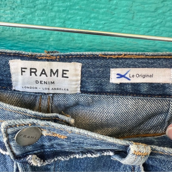 FRAME STEP HEM FRAYED DISTRESSED BUTTON FLY JEANS LE ORIGINAL SIZE 30 - Picture 4 of 14